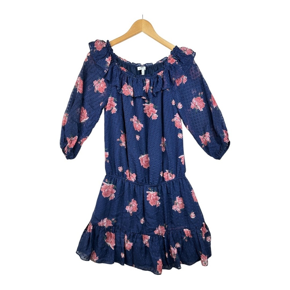 Joie Luvenia Floral Print Silk Blend Dress size XS Blue/Pink
